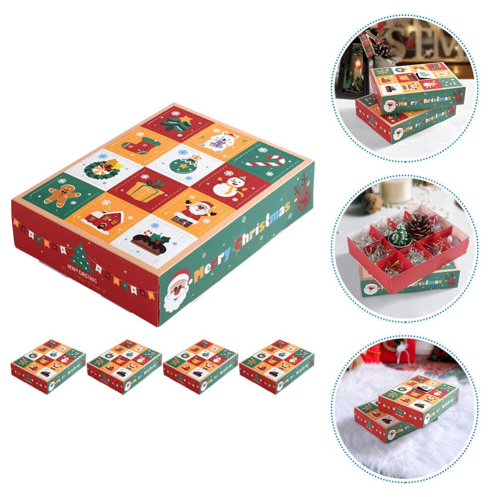 PRETYZOOM 5pcs Christmas Advent Calendar Box to Fill 12 Days Advent Countdown Boxes DIY Xmas Empty Advent Calendar for Christmas